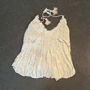 Adorable halter neck backless top, light teal color